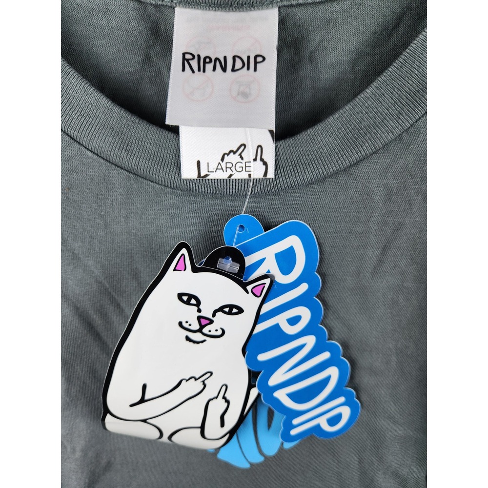RIPNDIP‎ Ribnlove Cropped Baby Tee Charcoal Grey Size Large Heart Logo - Picture 3 of 10